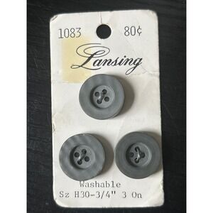 Vintage Lansing Grey Buttons 3/4 Inch 4-Hole Set of 3 New Old Stock 1083